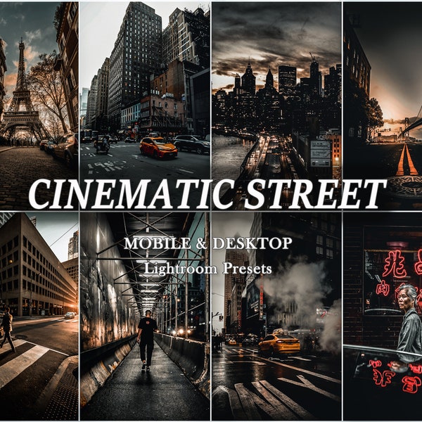 30 Cinematic Street Lightroom Presets, Desktop And Mobile Preset, City Dark, Night, Black, Moody, Urban Photography, Lightroom Mobile filter