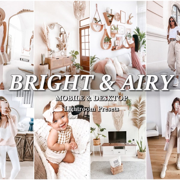 26 LIGHTROOM Presets, Bright Preset, Mobile Lightroom Preset, Instagram Filter, White Light Airy, Desktop preset, Blogger Indoor Home