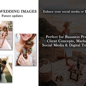 May include: A collection of wedding images featuring couples in various poses and settings. The images are perfect for use in social media, marketing, or business projects.