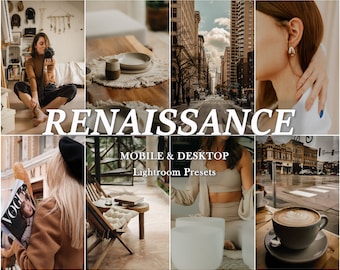 24 RENAISSANCE Presets, Lightroom Presets, Vintage Presets, Aesthetic Brown Presets, Creamy Presets, Elegant Presets, Mobile Presets Desktop