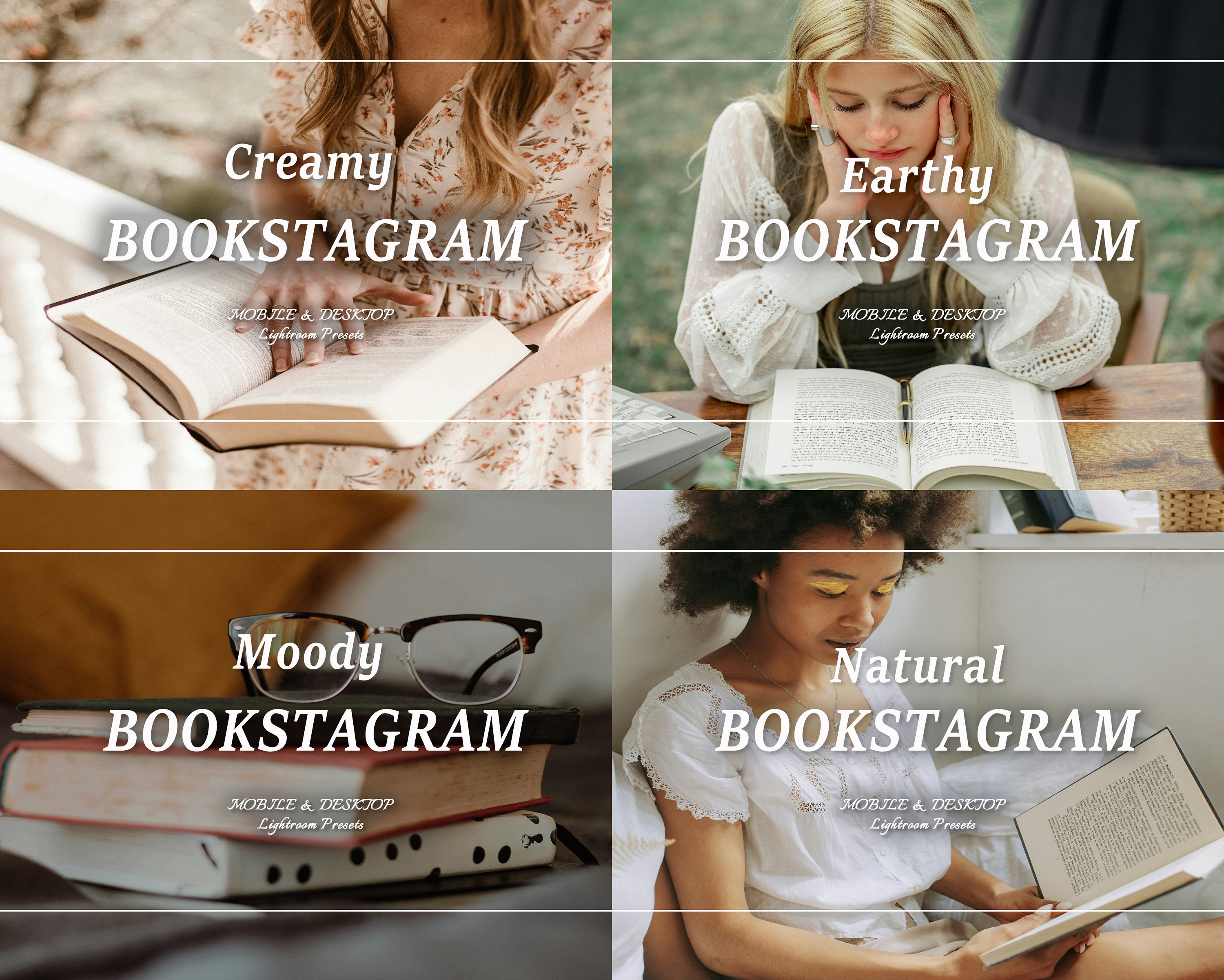 650 BOOKSTAGRAM Presets, Book Presets, Aesthetic Book Lightroom Presets ...