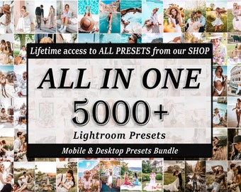 5000 Lightroom Presets Bundle, Natural Presets, Desktop Mobile Preset, Blogger Mobile Lightroom Preset, Clean Influencer, white soft preset