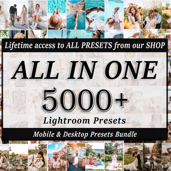 5000 Lightroom presets bundel, natuurlijke presets, desktop mobiele preset, Blogger mobiele Lightroom preset, schone beïnvloeder, witte zachte preset