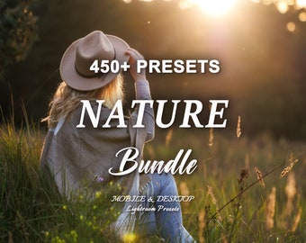 Lot de 450 paramètres prédéfinis Lightroom NATURE, paramètre prédéfini pour ordinateur de bureau mobile, paramètre prédéfini pour l'extérieur Moody Mountain, paramètre prédéfini de blogueur de voyage Wanderlust pour Instagram