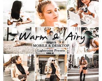 10 Mobile LIGHTROOM Presets, Warm Preset, Desktop Presets Blogger, Airy Light Lightroom Preset, Bright Instagram, filters