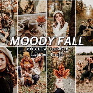 16 Moody Fall presets , Lightroom Presets, Autumn Preset for Desktop and Mobile Lightroom, blogger earthy nature, Warm Instagram filter vsco