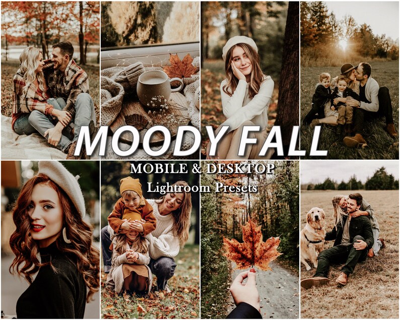 16 Moody Fall presets, Lightroom Presets, Autumn Preset voor Desktop en Mobile Lightroom, blogger aardse natuur, Warm Instagram filter vsco afbeelding 1