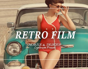 15 presets de Lightroom con estilo retro, presets móviles vintage estéticos, presets analógicos de la vieja escuela, filtro de película retro, presets de grano de los años 70 y 80.