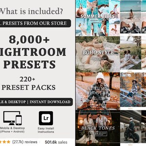 8000+ Lightroom PresetS, Mobile Lightroom Presets Bundle, Vibrant Summer Presets, Desktop, Beach Presets, blogger, Influencer, Lifestyle image 2