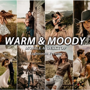 18 WARM Moody Presets, Mobile Lightroom Presets, Western Rustic Presets, Bohemian Outdoor Preset, Boho Creamy Preset, Dark Desktop Presets,
