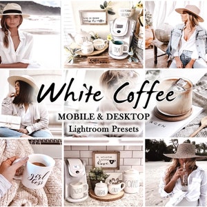 5 Mobile Lightroom Presets, Lightroom Mobile Preset, Instagram Preset, preset, desktop preset, White Coffee Blogger Preset, creme preset