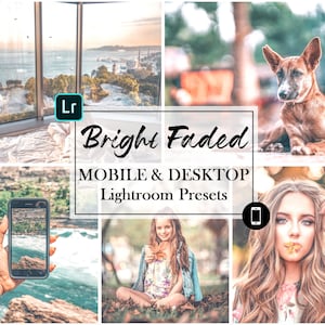 8 Lightroom Presets, Mobile Presets, Instagram Presets, Desktop Preset, lightroom mobile preset - Bright Faded