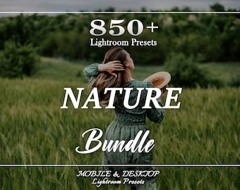 850 NATURE-presets, outdoor-presets, Lightroom-presetsbundel, liggende presets, mobiele desktop-preset, humeurige presets, reisgroen-presets