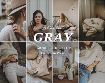 10 GRIJZE Lightroom-presets, natuurlijke levensstijl-presets, mobiele desktop-presets, Blogger-preset, Bright Clean Filter, Influencer wit