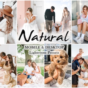 44 Natural Lightroom Presets Mobile and Desktop: Neutral, Creamy & Bright Photo Filters for Lightroom and Instagram