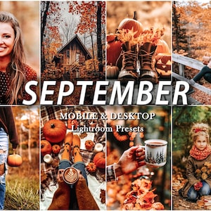 53 preset autunnali, preset autunnali, preset Lightroom autunnali, preset per dispositivi mobili e desktop, filtri fotografici rustici, preset di Halloween, settembre