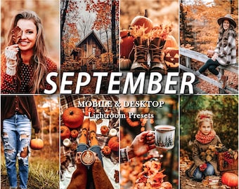 53 Autumn Lightroom Presets, Fall Photo Filters, Mobile & Desktop Collections, September Lightroom Filters, Halloween