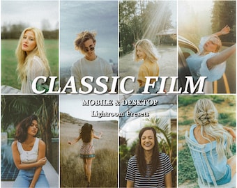 60+ Classic FILM Lightroom Preset Bundle, analoge Retro-Presets für Instagram, 35 mm Vintage Mobile Preset Blogger, Einwegkamera-Preset