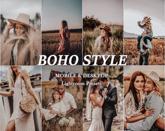 30 Lightroom-presets in BOHO-stijl. Desktop- en mobiele presets. Boho, bruin, humeurig, warm, bruiloft, buitenfilter, elegante rustieke presets