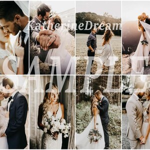 May include: A collection of eight wedding photos featuring couples in various poses. The photos are taken in different locations, including a forest, a field, and a rocky outcrop. The couples are dressed in formal attire, and the photos capture the joy and love of their special day.