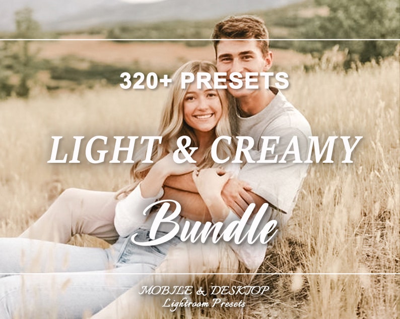 320 Creamy LIGHTROOM Presets, Bohemian soft Preset, Warm Light Presets, Mobile Preset, Desktop Presets, Bright Airy soft, Baby Mommy Presets zdjęcie 1