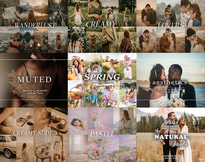 10,000+ MEGA Lightroom Preset Bundle, Spring and Summer Mobile Presets, Natural Creamy Preset, Boho Photo Instagram Filter, Desktop Preset image 14