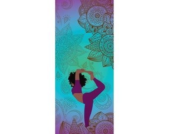 Black Girl Mandala Yoga Mat, African American yoga mat, Black woman yoga mat