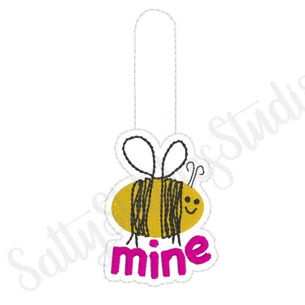 Bee Mine Snap Tab Keychain Key Fob Machine Embroidery Design Digital Design INSTANT DOWNLOAD