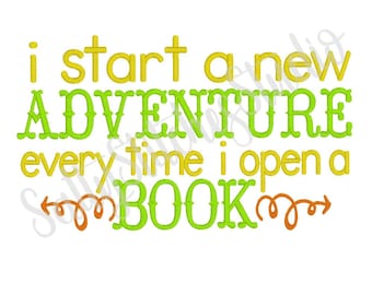 I Start A New Adventure Every Time I Open A Book Machine Embroidery Design Pillow Pocket Design Reading Pillow Design Digital Download
