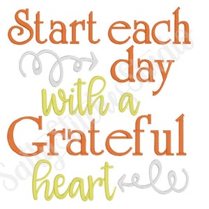Start Each Day With A Grateful Heart Machine Embroidery Design Pillow Pocket Design Reading Pillow Design Digital Download