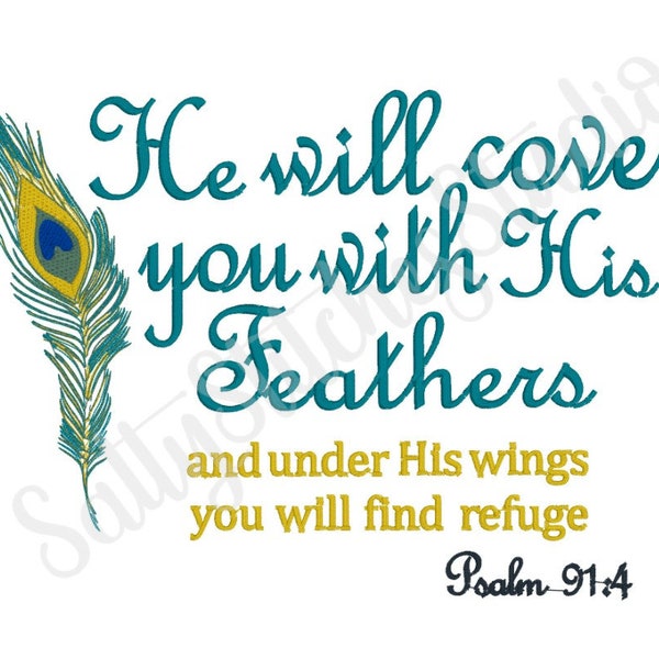 He Will Cover You With His Feathers And Under His Wings You Will Find Refuge Machine Embroidery Design Reading Pillow Design Book Pillow