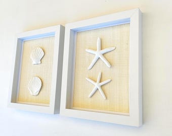 Dekorative Seesternbilder, originelle Strandwandkunst, gerahmte Muschelskulpturen, Geschenkideen für ein Zuhause an der Küste