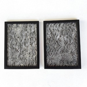 Dipinti con texture grigio argento, set di 2 dipinti decorativi astratti, arte originale con texture, arredamento moderno per il bagno