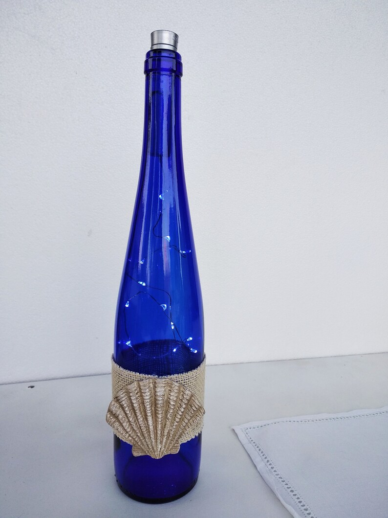 Dekorative Recycling-Wein-Flasche-Lampe blaue Flasche ...