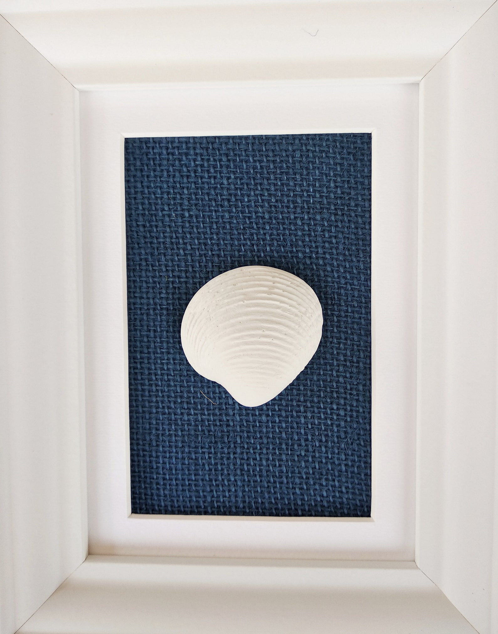 Navy Blue Beach Wall Art Framed Original Seashell Paintings Etsy