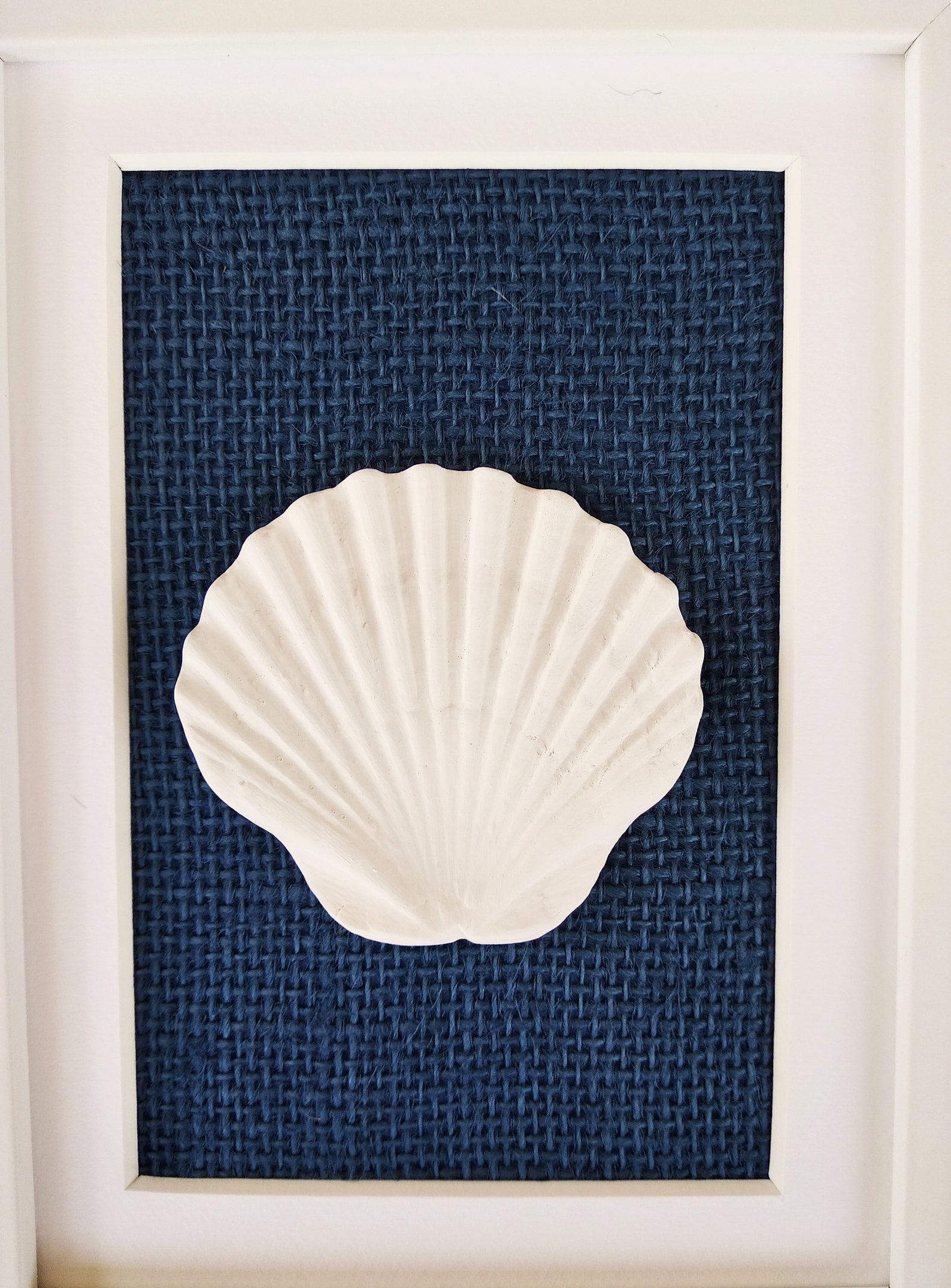 Navy Blue Beach Wall Art Framed Original Seashell Paintings Etsy