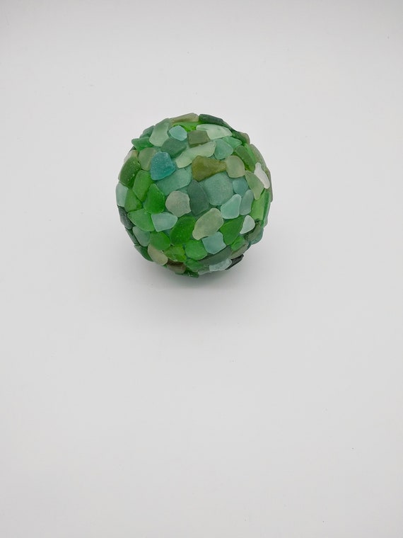 Decorative Sea Glass Ball Beach Decor Ornament Green Etsy
