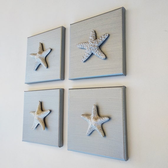 Tele decorative con stelle marine, arte murale 3d argento, set di immagini  lucide per il bagno -  Italia