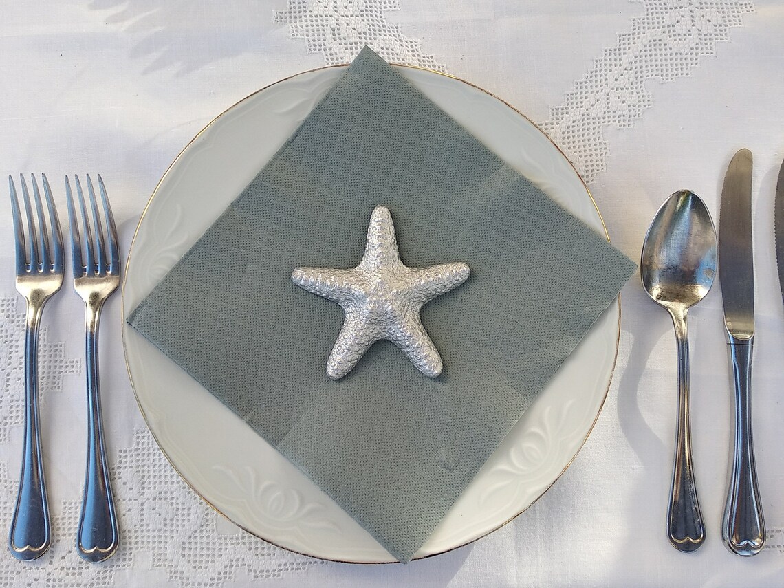 Silver starfish wedding table decor set of 5 coastal festive Etsy