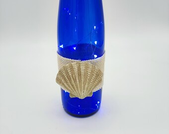 Blue glass nautical decorative lamp,  decor detail, gift for sea lover women