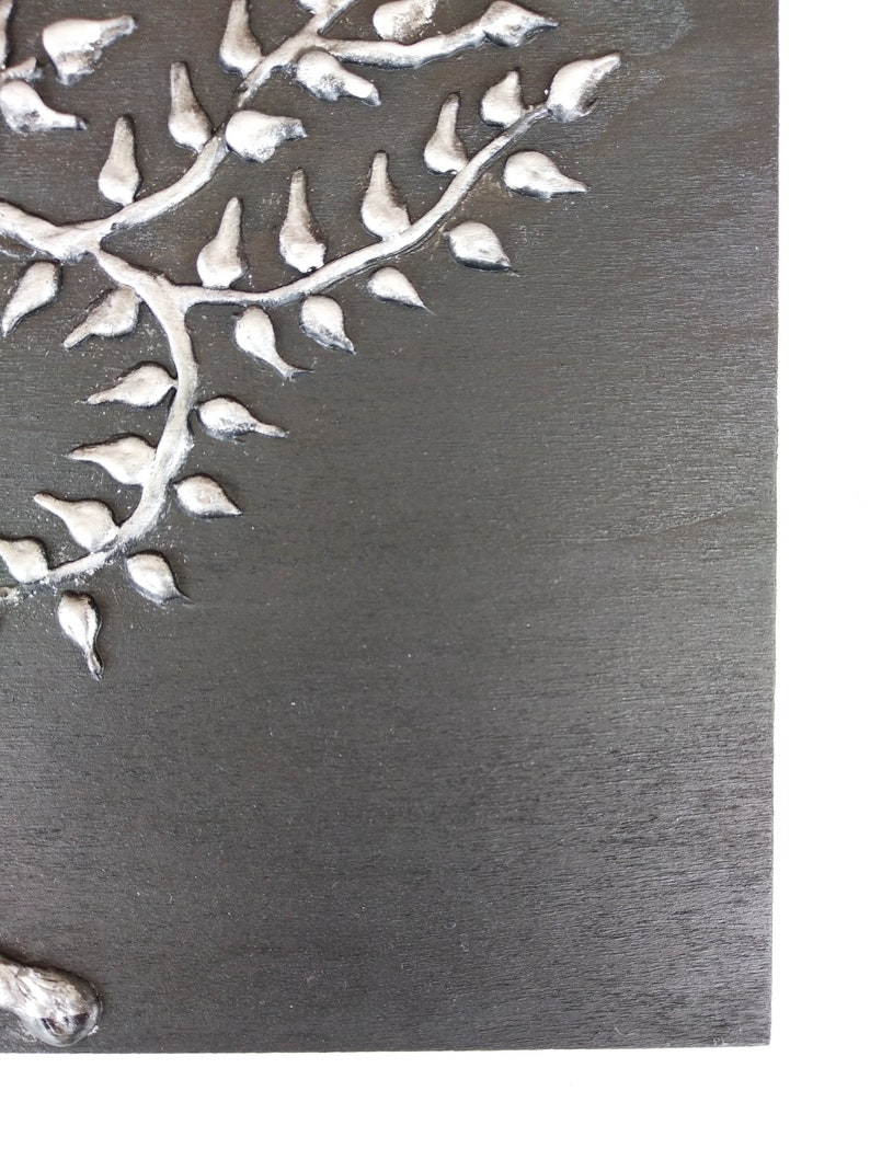 Black and Silver Tree of Life Wall Art Plaster Bas Relief Etsy
