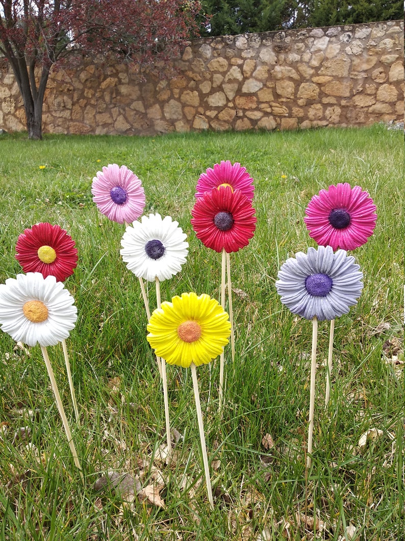 Set of 5 decorative garden stakes flower pot decor pot Etsy