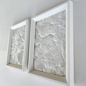 Arte original texturizado de yeso blanco, cuadros decorativos en relieve, set minimalista con texturas marinas, decoración de salón moderno