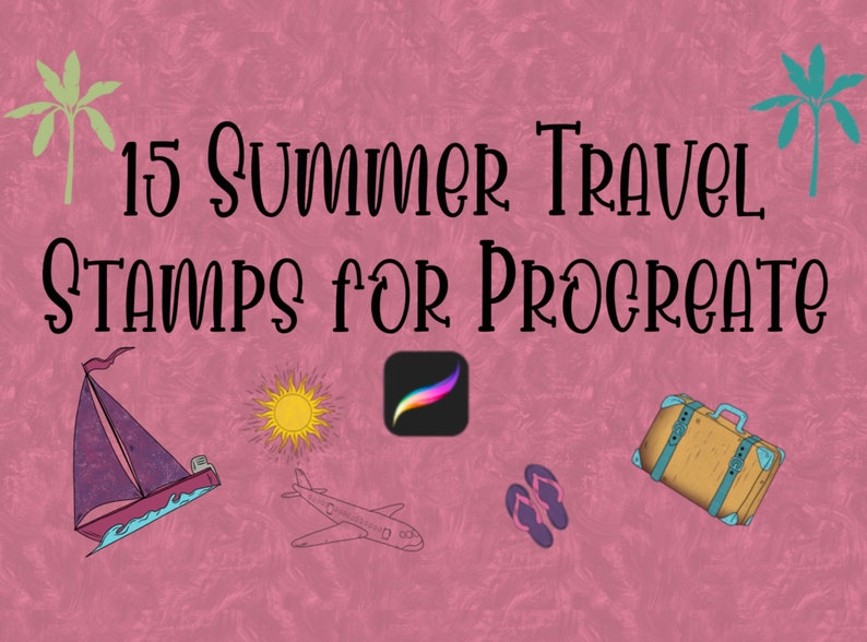 15 Summer Travel Stamps for Procreate Etsy