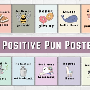 10 Classroom Posters for Kids and Teacher in School Class or Bedroom Pun Punny Funny Animal Cute Positive Motivational Growth Mindset