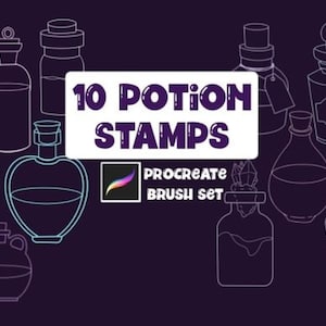 Potion Bottle Procreate Stamps Halloween Wiccan Witch Magic Liquid Illustration IPad Drawing Stamp Set Brush Set POD Asset Mystical