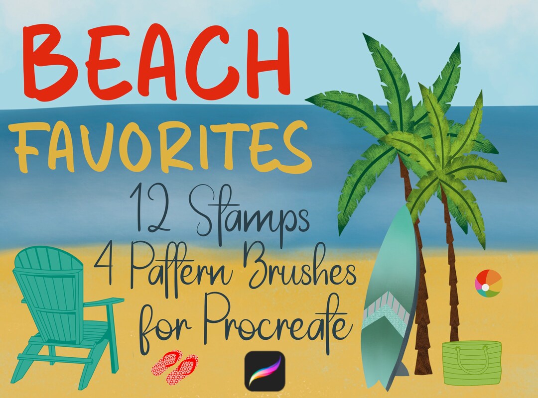 Beach Favorites Stamps for Procreate - Etsy