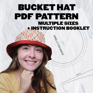 Reversible Bucket Hat Printable PDF Pattern Digital Download - 3 sizes with Written Instructions