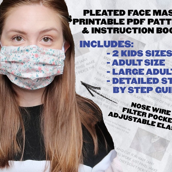 Pleated Face Mask Sewing Pattern Etsy UK pleated-face-mask-sewing-pattern-etsy-uk