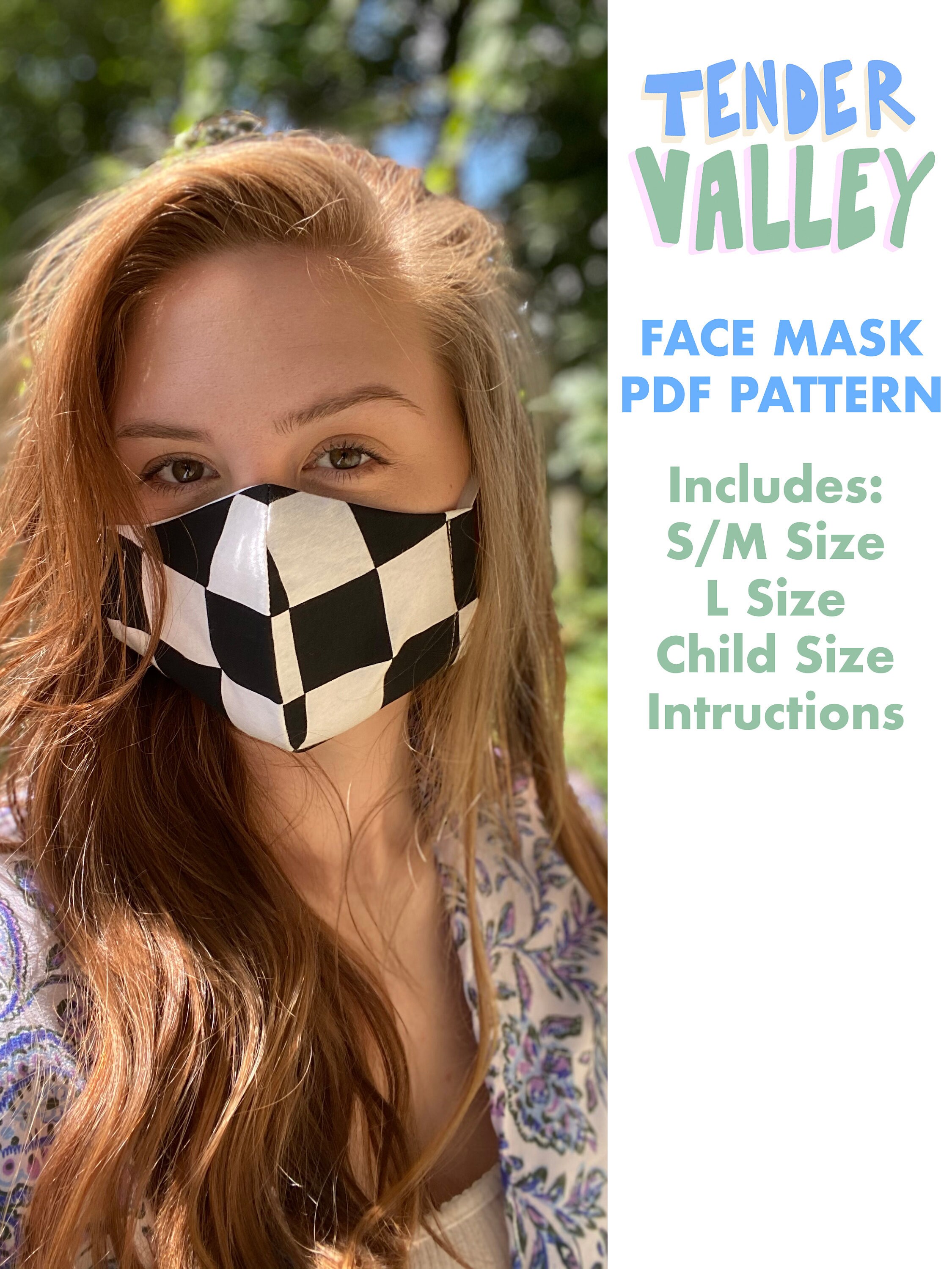Fask Mask Pattern Pdf Face Mask PDF Pattern Digital Download - 3 Sizes With Written ...